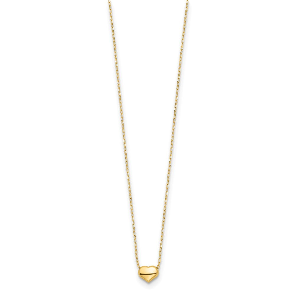 14K Yellow Gold Polished Heart 16.5In Necklace