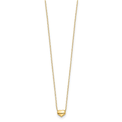 14K Yellow Gold Polished Heart 16.5In Necklace