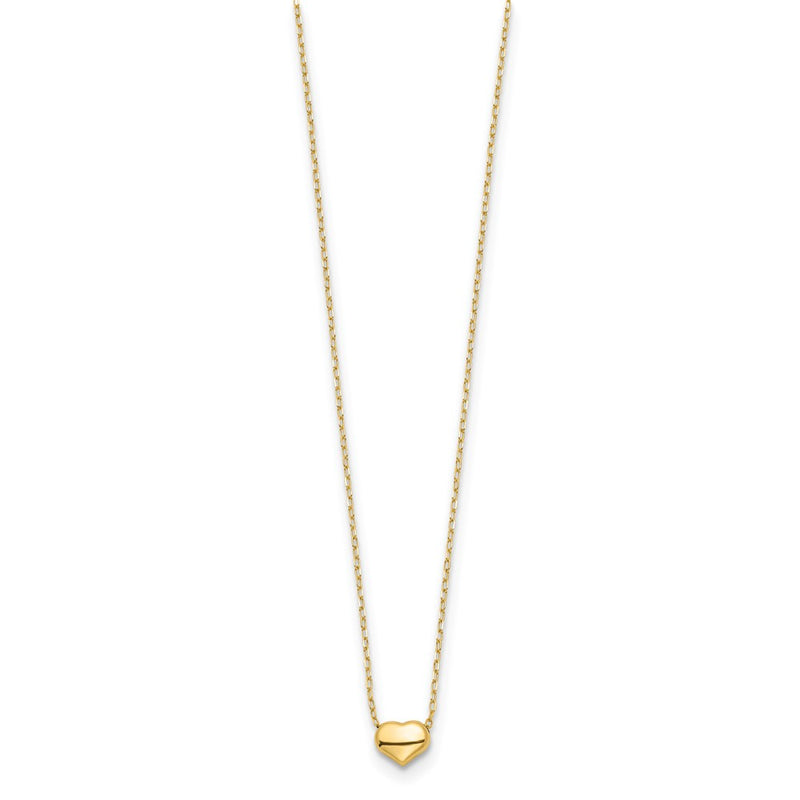 14K Yellow Gold Polished Heart 16.5In Necklace