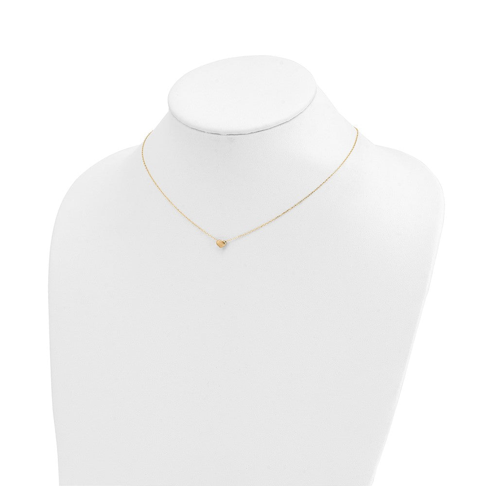 14K Yellow Gold Polished Heart 16.5In Necklace