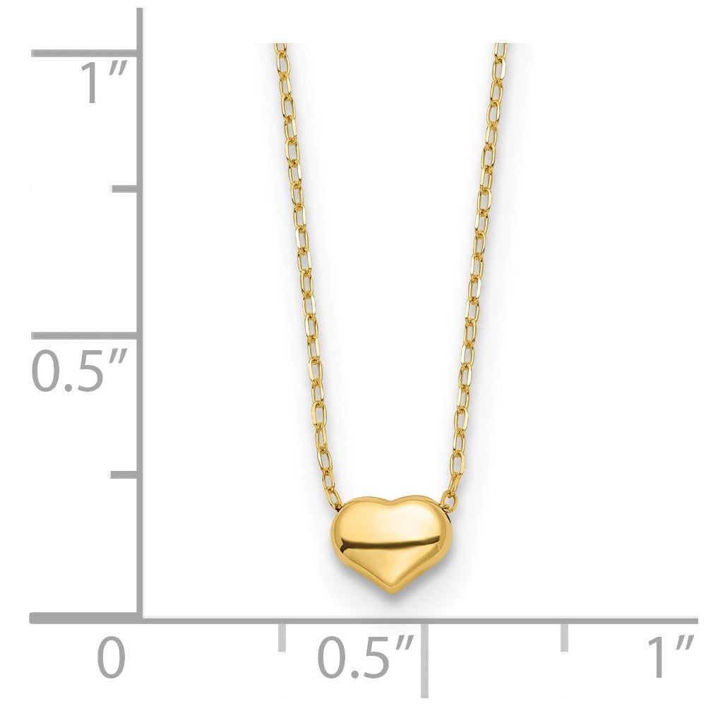 14K Yellow Gold Polished Heart 16.5In Necklace