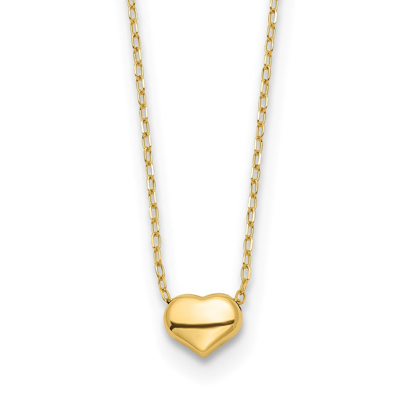 14K Yellow Gold Polished Heart 16.5In Necklace