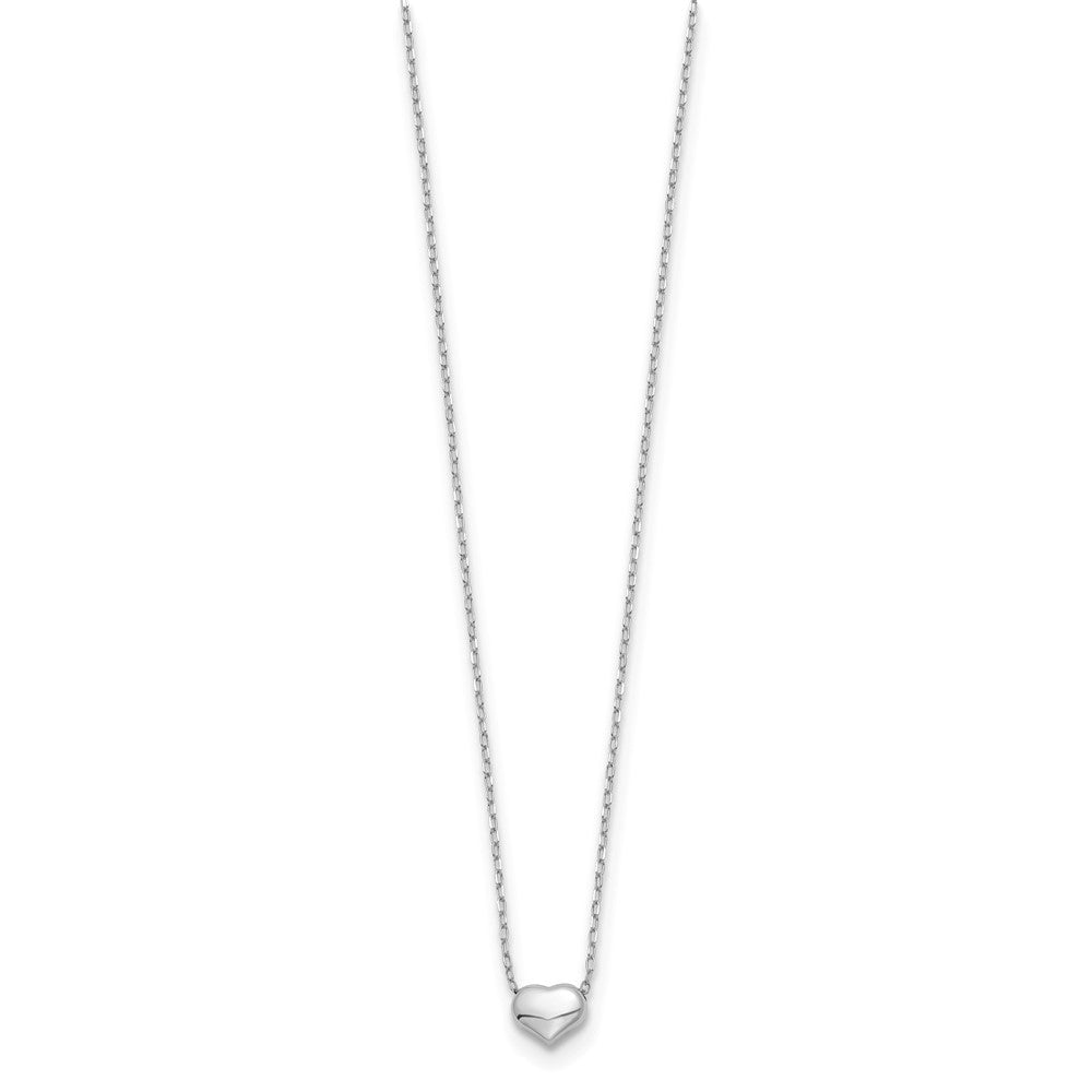 14K White Gold Polished Heart 16.5in Necklace