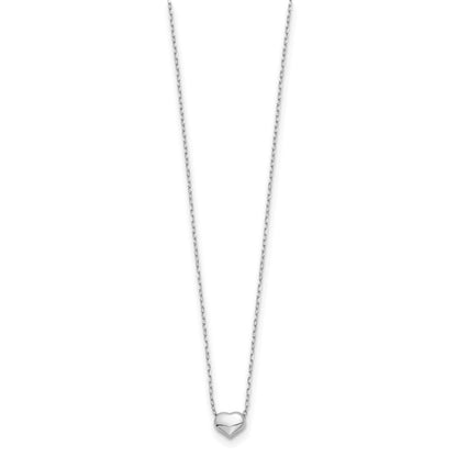 14K White Gold Polished Heart 16.5in Necklace