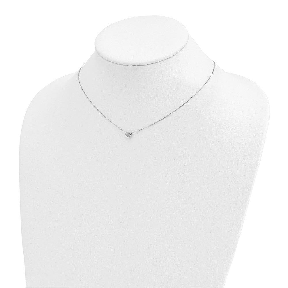 14K White Gold Polished Heart 16.5in Necklace