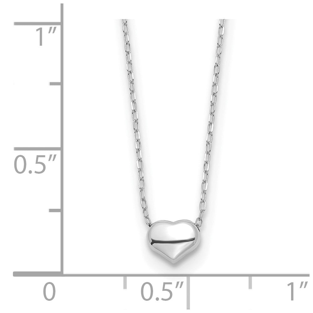 14K White Gold Polished Heart 16.5in Necklace