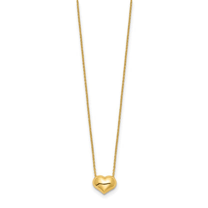 14K Yellow Gold Polished Puffed Heart 16.5 Inch Necklace