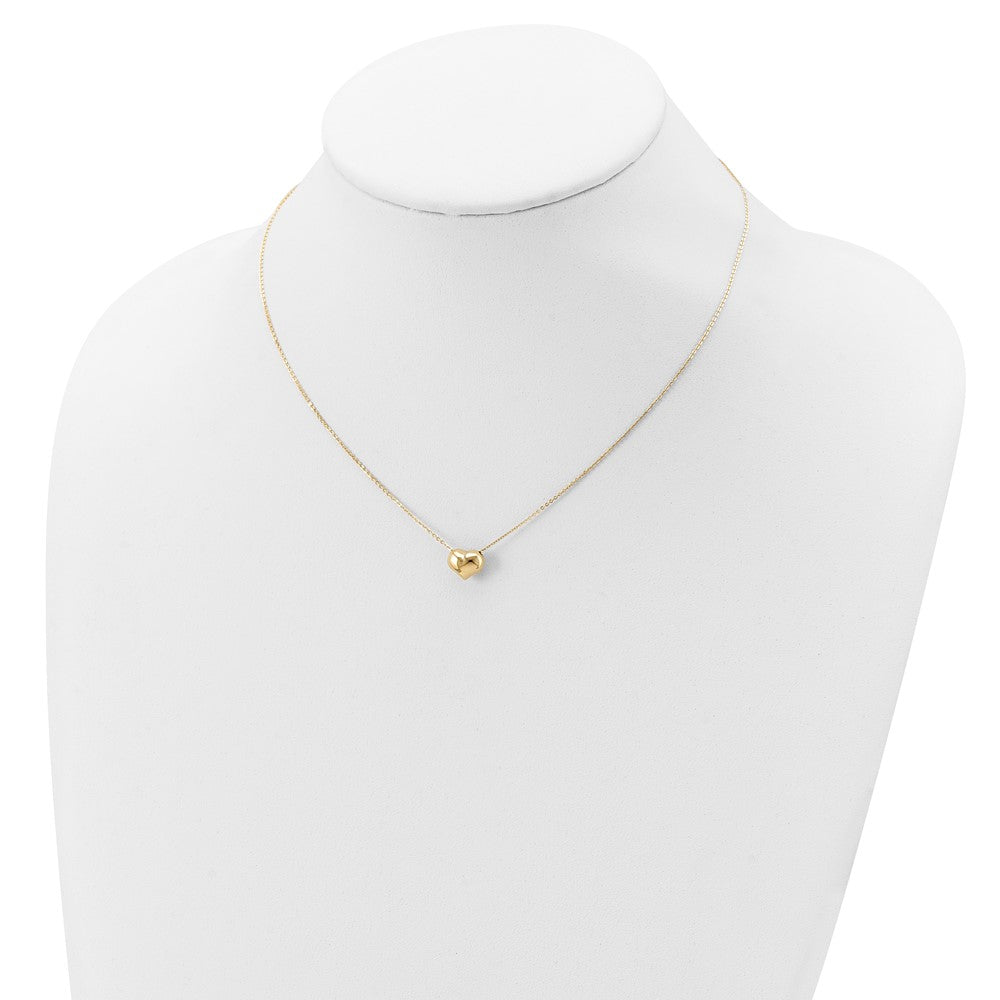 14K Yellow Gold Polished Puffed Heart 16.5 Inch Necklace