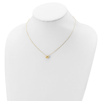 14K Yellow Gold Polished Puffed Heart 16.5 Inch Necklace