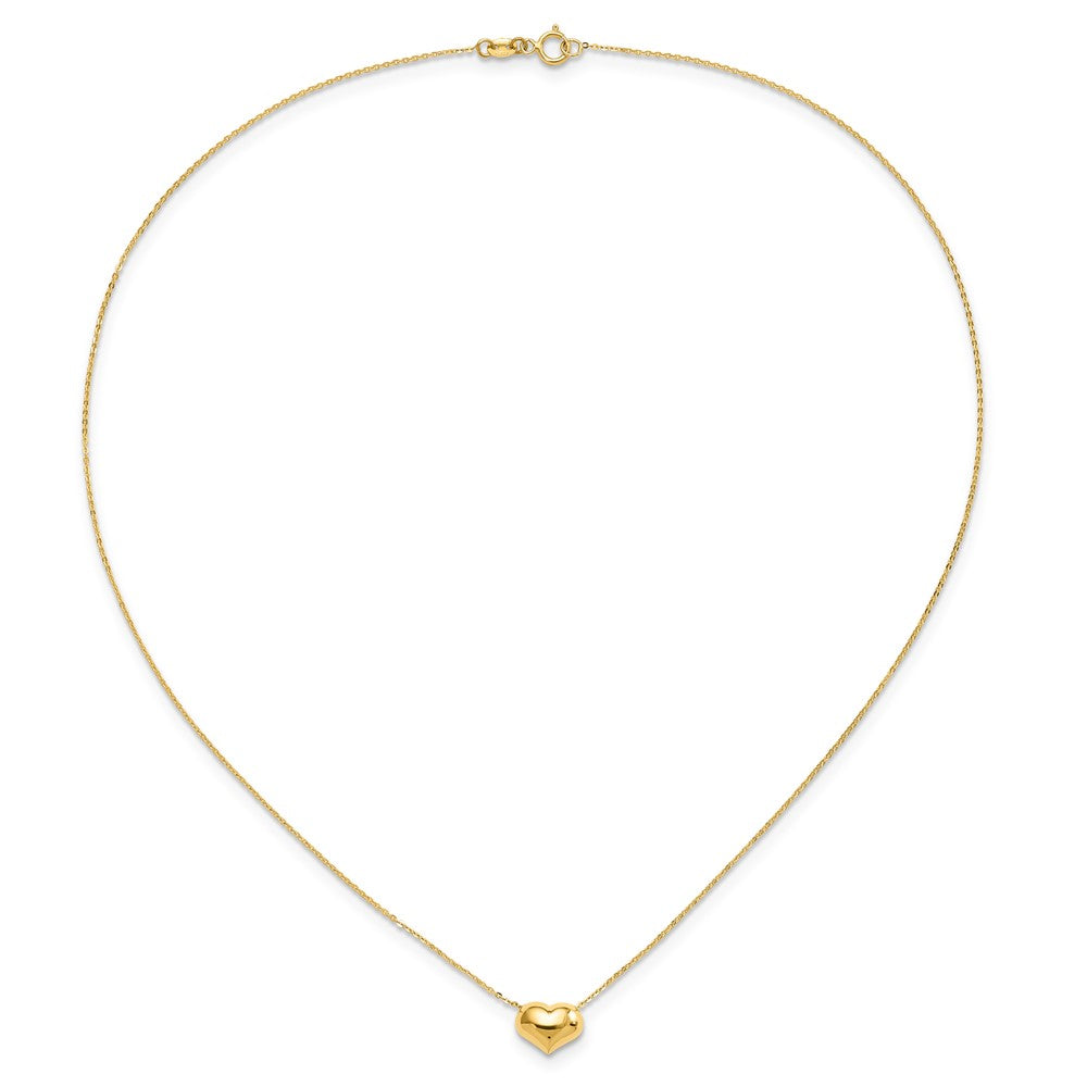 14K Yellow Gold Polished Puffed Heart 16.5 Inch Necklace