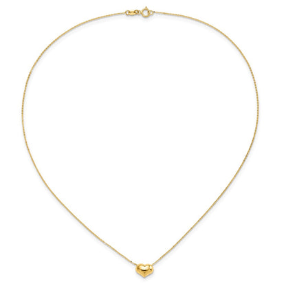 14K Yellow Gold Polished Puffed Heart 16.5 Inch Necklace