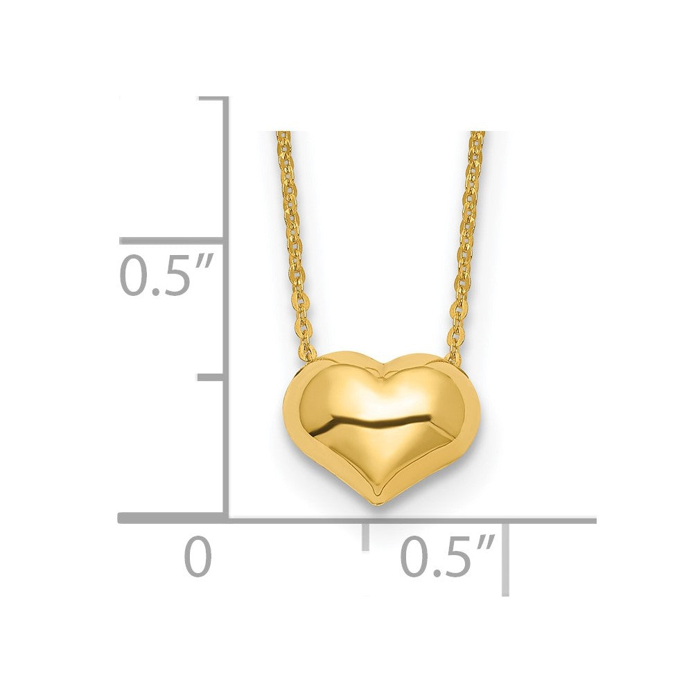 14K Yellow Gold Polished Puffed Heart 16.5 Inch Necklace
