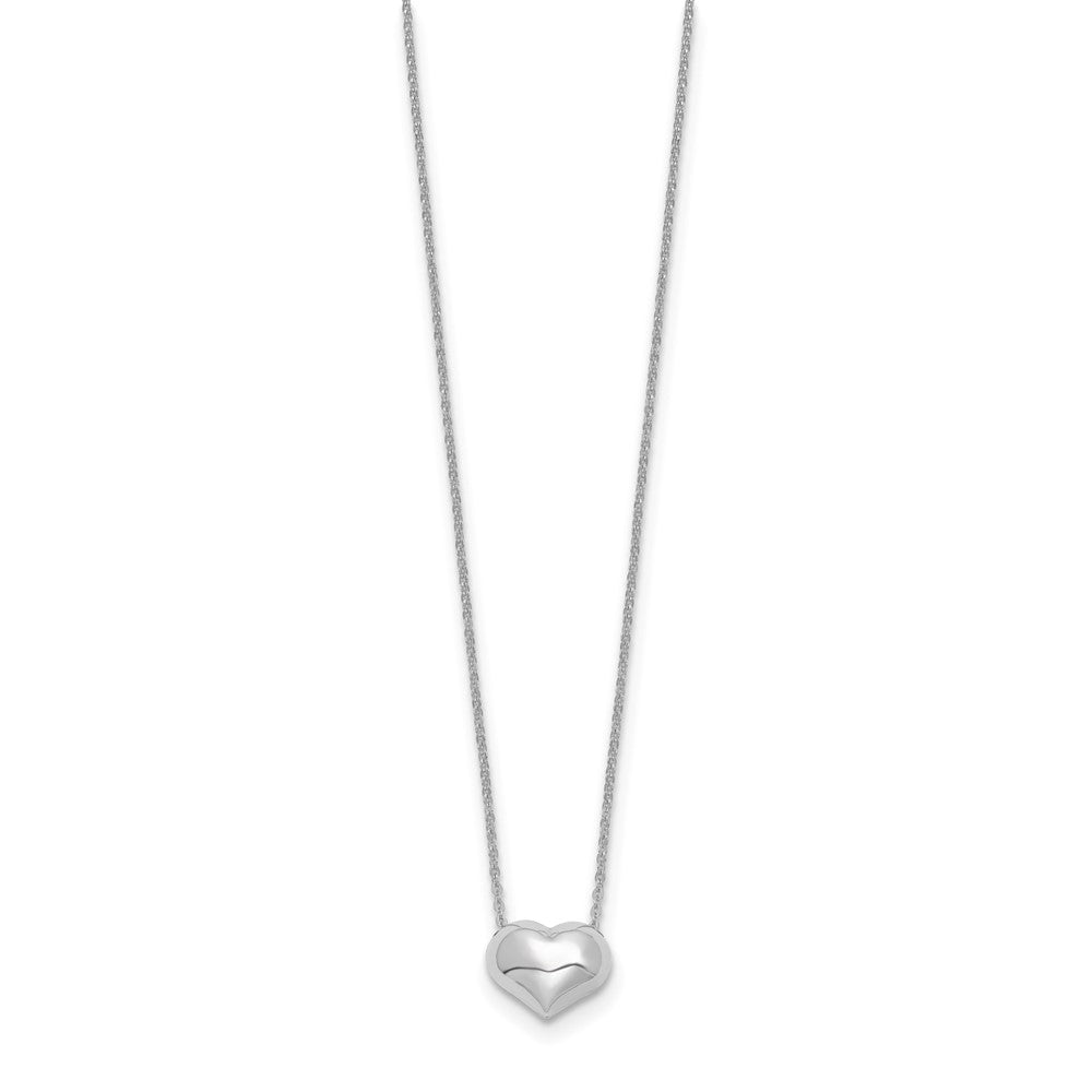 14K White Gold Polished Puffed Heart 16.5in Necklace