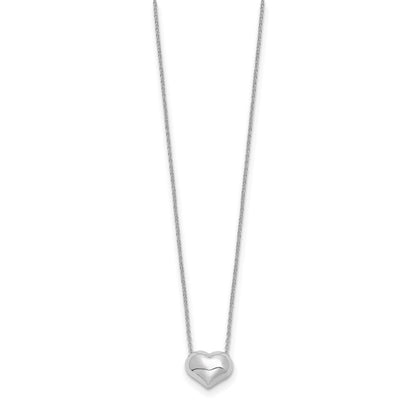 14K White Gold Polished Puffed Heart 16.5in Necklace