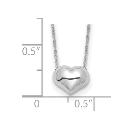 14K White Gold Polished Puffed Heart 16.5in Necklace