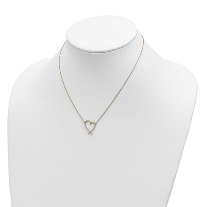 14K Yellow Gold Polished Open Heart W/2 In Ext. Necklace
