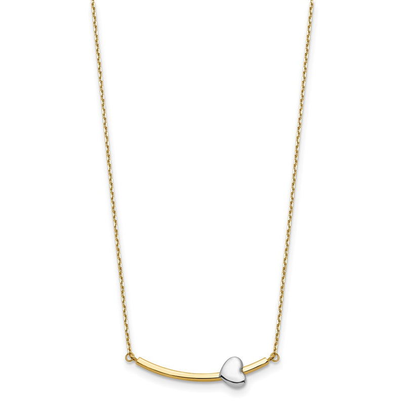 14K Two-Tone Heart Bar 18 Inch Necklace