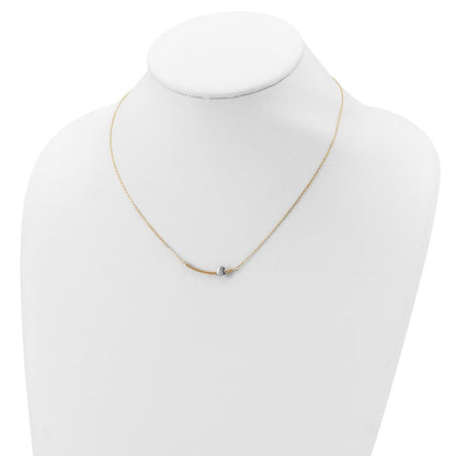 14K Two-Tone Heart Bar 18 Inch Necklace