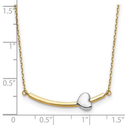 14K Two-Tone Heart Bar 18 Inch Necklace