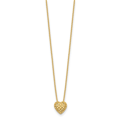 14K Yellow Gold Diamond-Cut Heart Slide Necklace