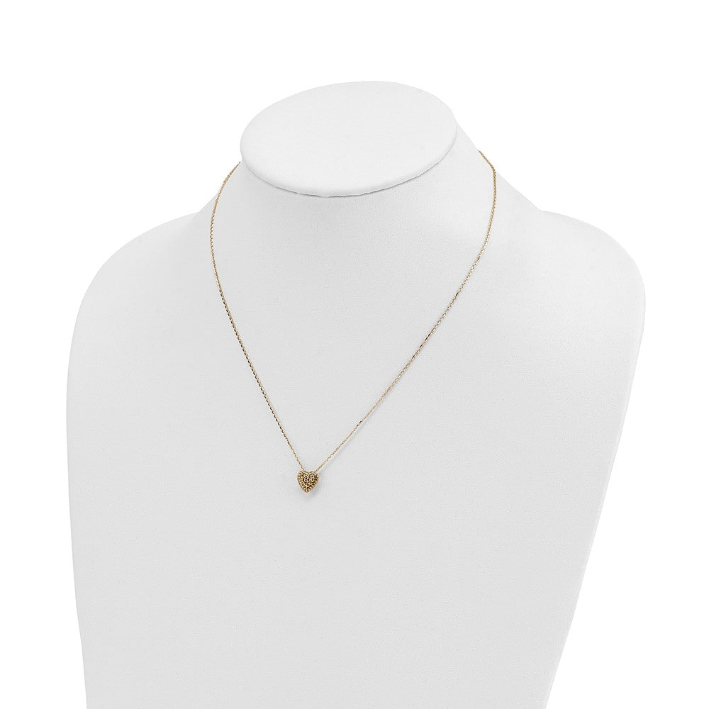 14K Yellow Gold Diamond-Cut Heart Slide Necklace