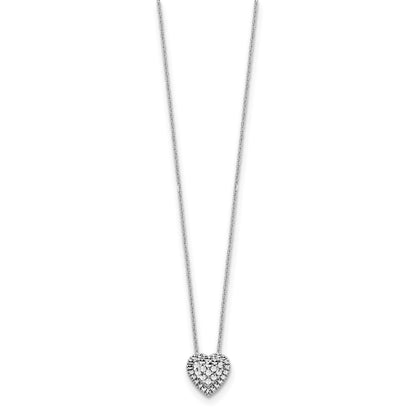 14K White Gold Diamond-Cut Heart Slide Necklace