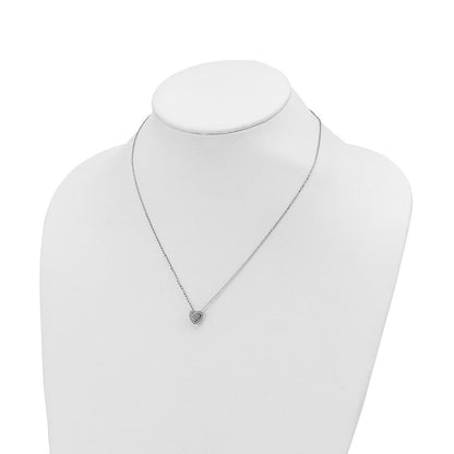 14K White Gold Diamond-Cut Heart Slide Necklace