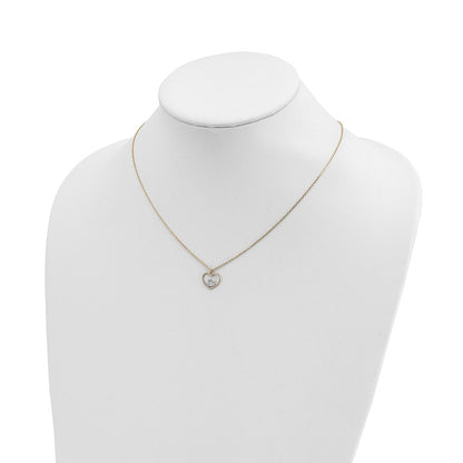 14K Yellow & Rhodium W/Rhodium Heart In Necklace