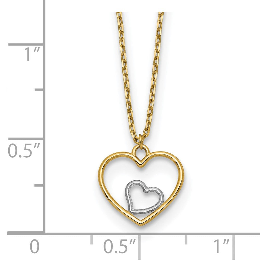 14K Yellow & Rhodium W/Rhodium Heart In Necklace