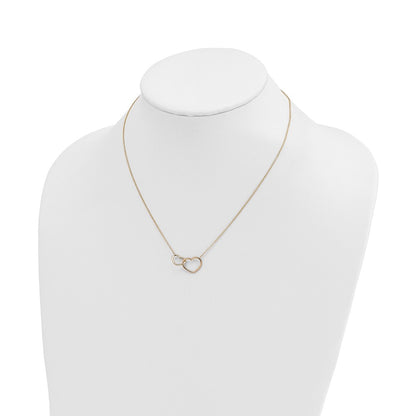 14K Yellow Gold Polished Double Heart Necklace