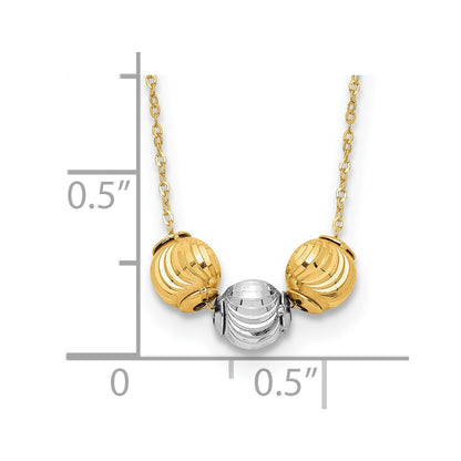 14K Two-Tone Polished D/C Beads 17In Necklace