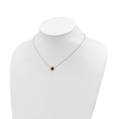 14K Yellow Gold Polished Enameled Large Ladybug 16.5In Necklace