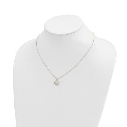 14K Yellow & Rhodium W/Rhodium Butterfly In Circle Necklace