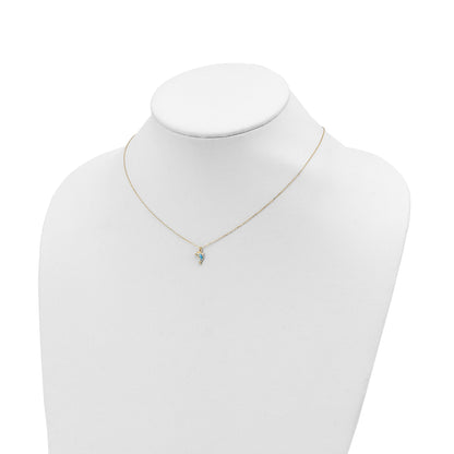 14K Yellow Gold Polished Enameled Dolphin 16.5In Necklace