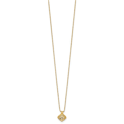 14K Yellow Gold Polished Seashell W/1.25 In Ext Necklace