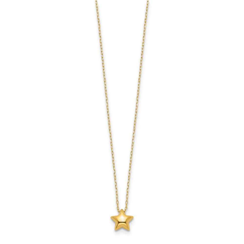 14K Yellow Gold Polished Puffed Star 16.5In Necklace