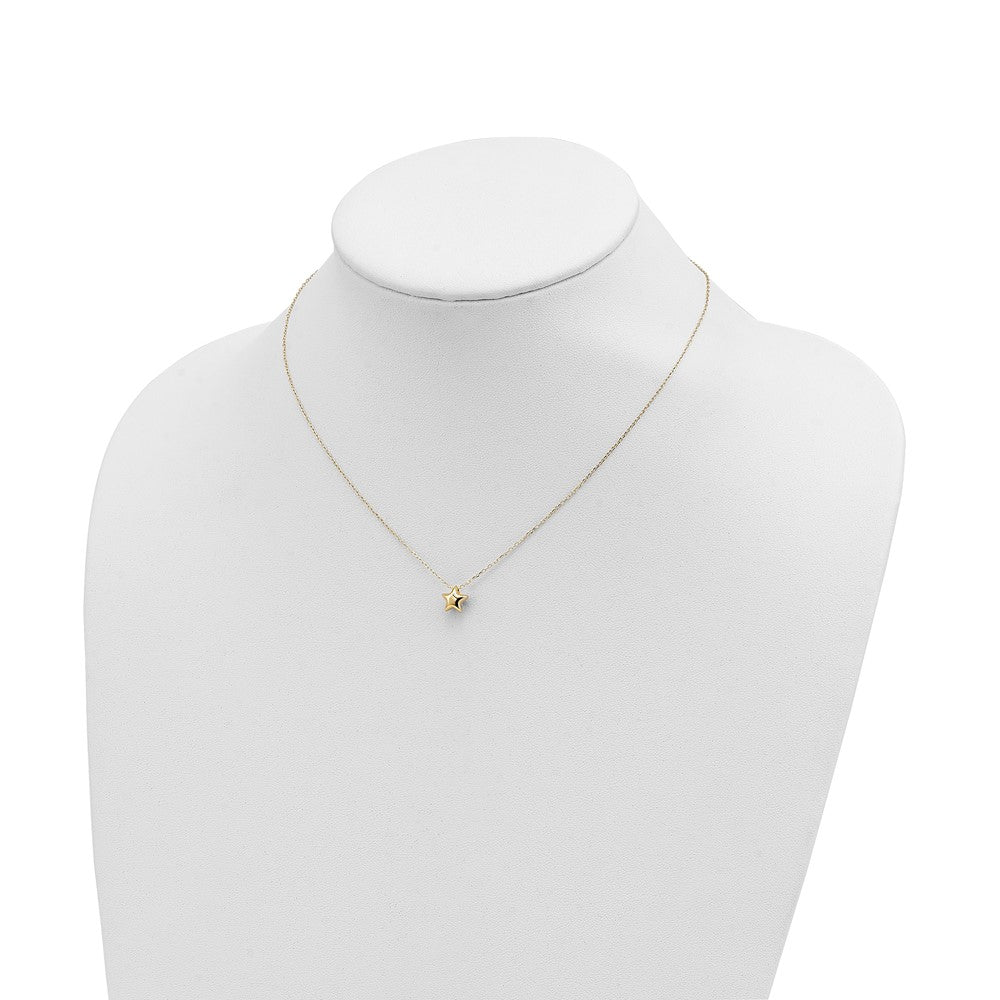 14K Yellow Gold Polished Puffed Star 16.5In Necklace