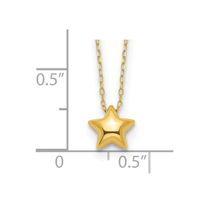 14K Yellow Gold Polished Puffed Star 16.5In Necklace