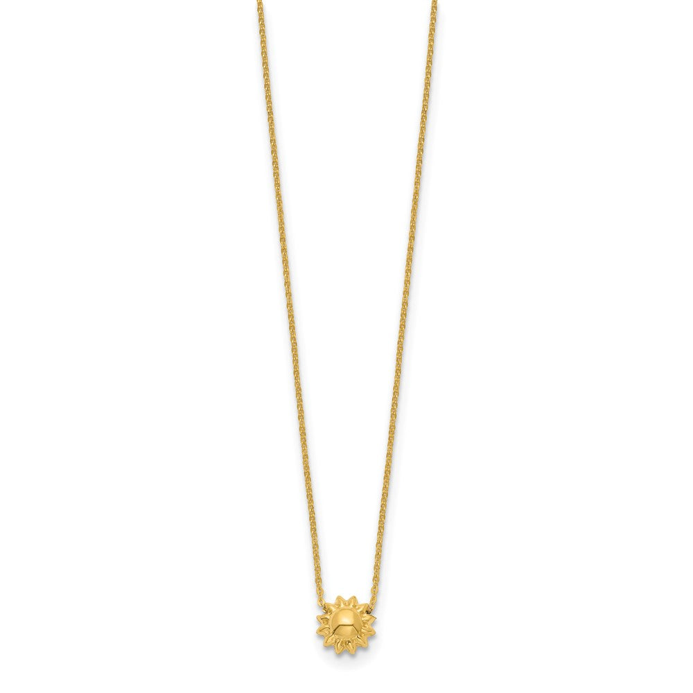 14K Yellow Gold Polished Puffed Sun 16.5In Necklace