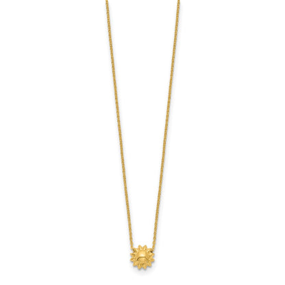 14K Yellow Gold Polished Puffed Sun 16.5In Necklace