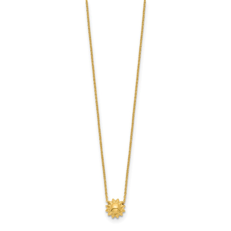 14K Yellow Gold Polished Puffed Sun 16.5In Necklace