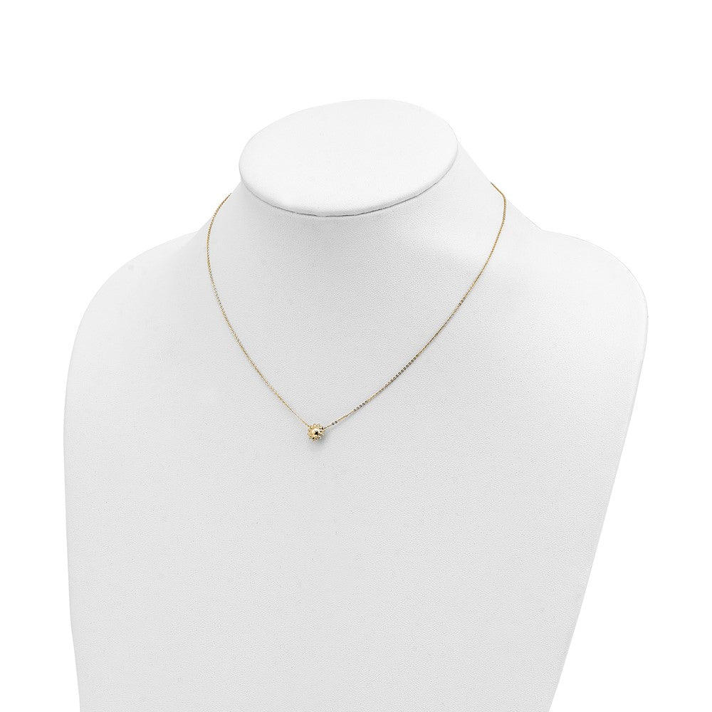 14K Yellow Gold Polished Puffed Sun 16.5In Necklace