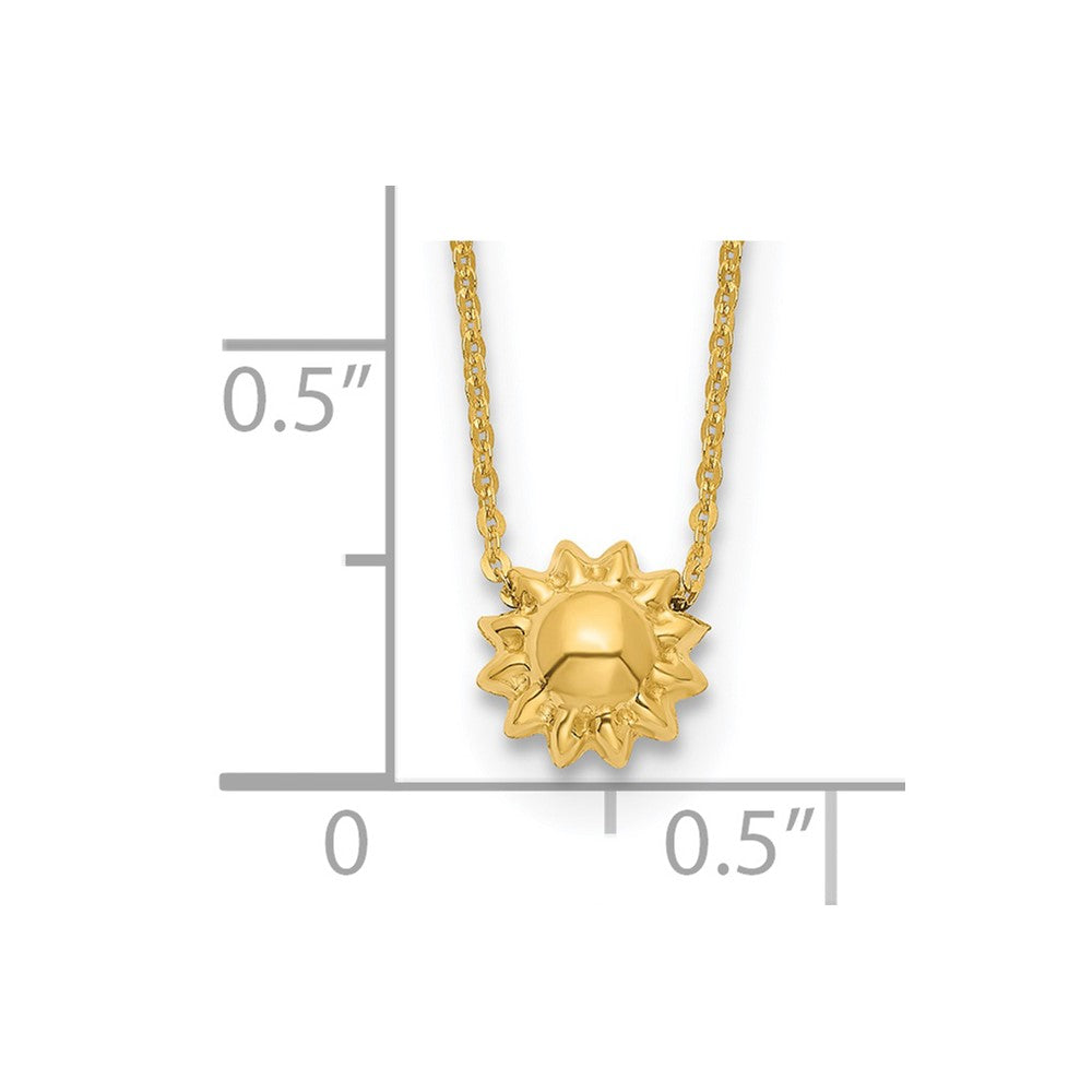 14K Yellow Gold Polished Puffed Sun 16.5In Necklace