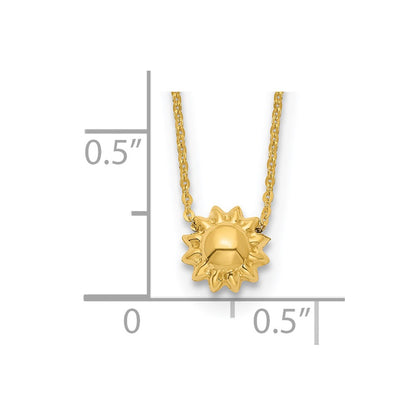 14K Yellow Gold Polished Puffed Sun 16.5In Necklace