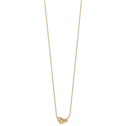 14K Yellow Gold Polished Cz Star 15In W/1In Ext Necklace