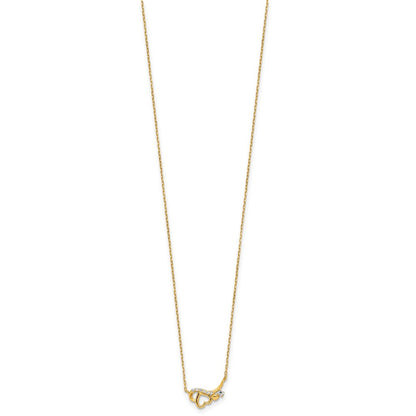 14K Yellow Gold Polished Cz Heart W/1.25 In Ext Necklace