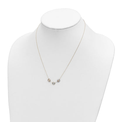 14K Tri-Color Polished D/C 3 Circle Beads Necklace