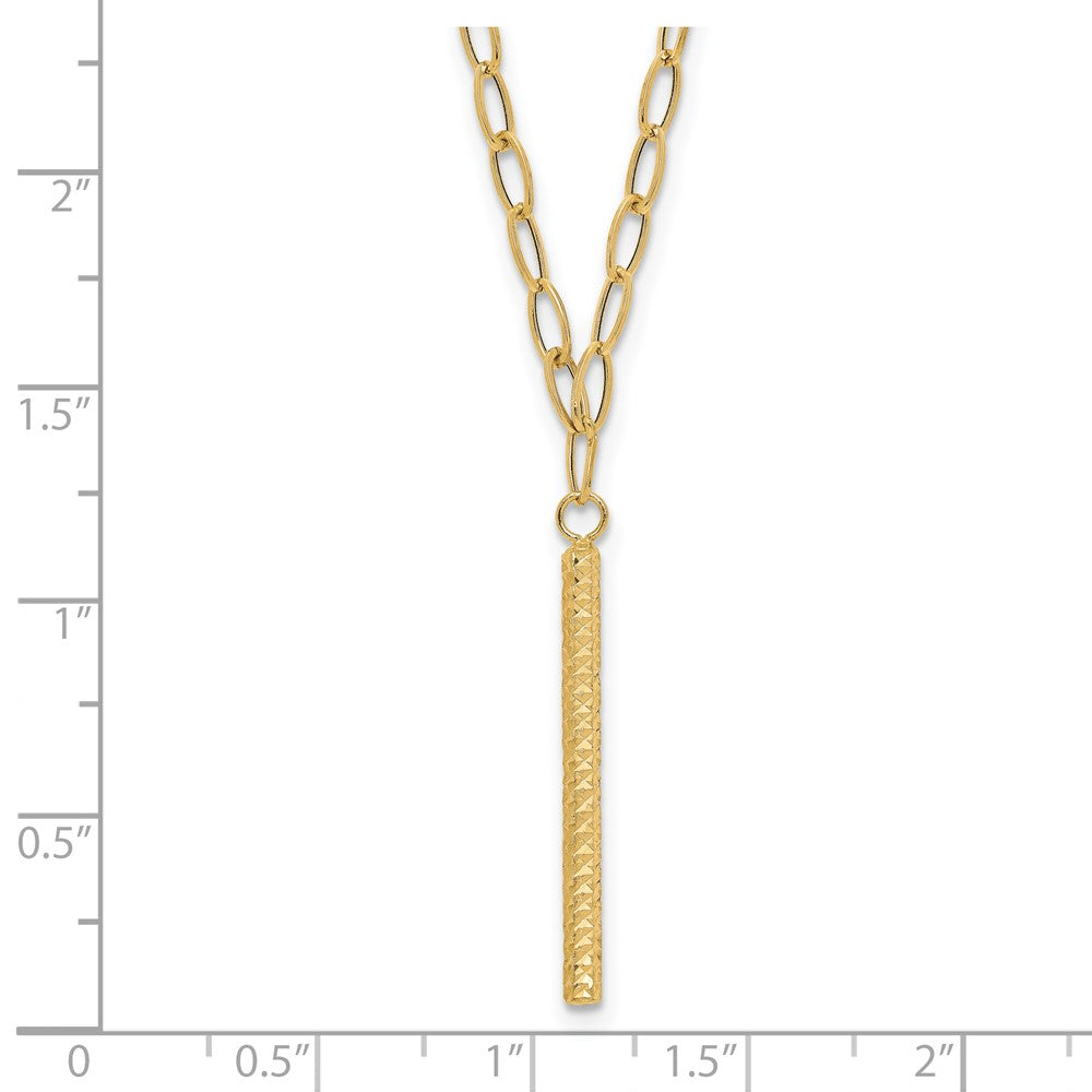 14K Yellow Gold Polished Oval Link D/C Bar Necklace