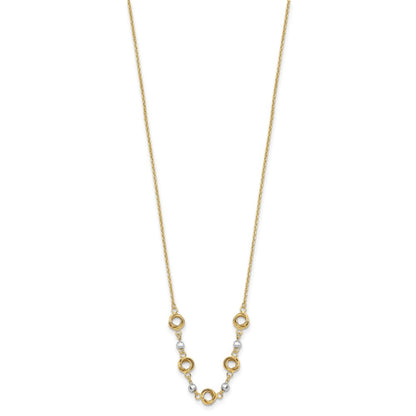 14K Two-Tone Two Tone 2 In Ext Polished Love Knots D/C Bead Necklace