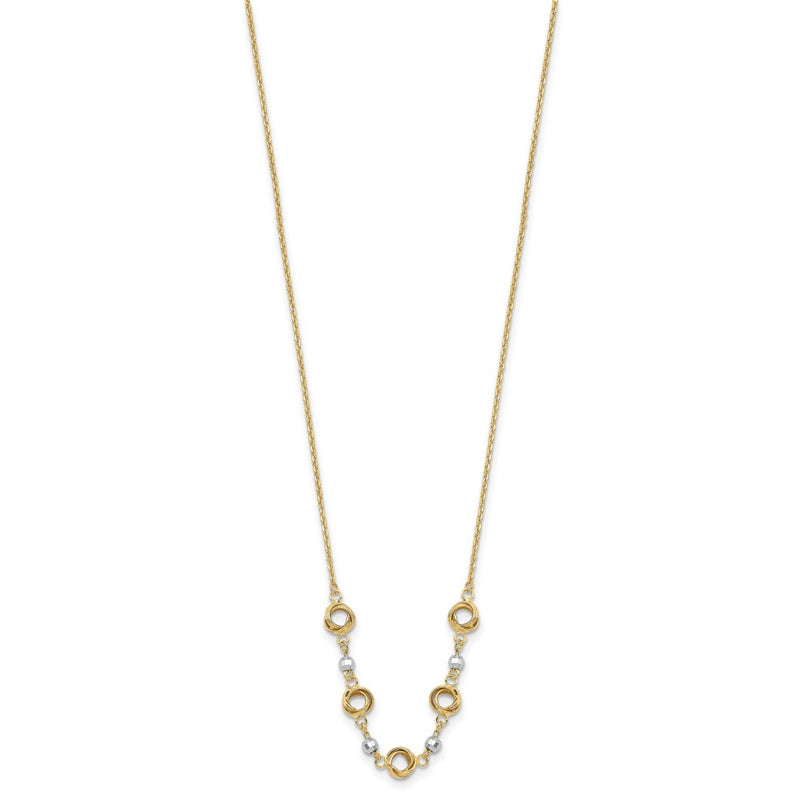 14K Two-Tone Two Tone 2 In Ext Polished Love Knots D/C Bead Necklace